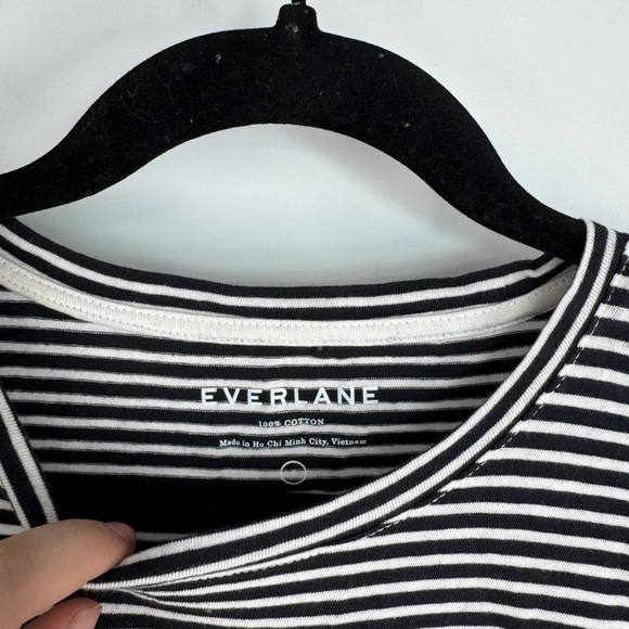 Everlane Scandi Casual Capsule Striped Long Short Sleeve U Neck T Shirt Dress - Picture 3 of 3
